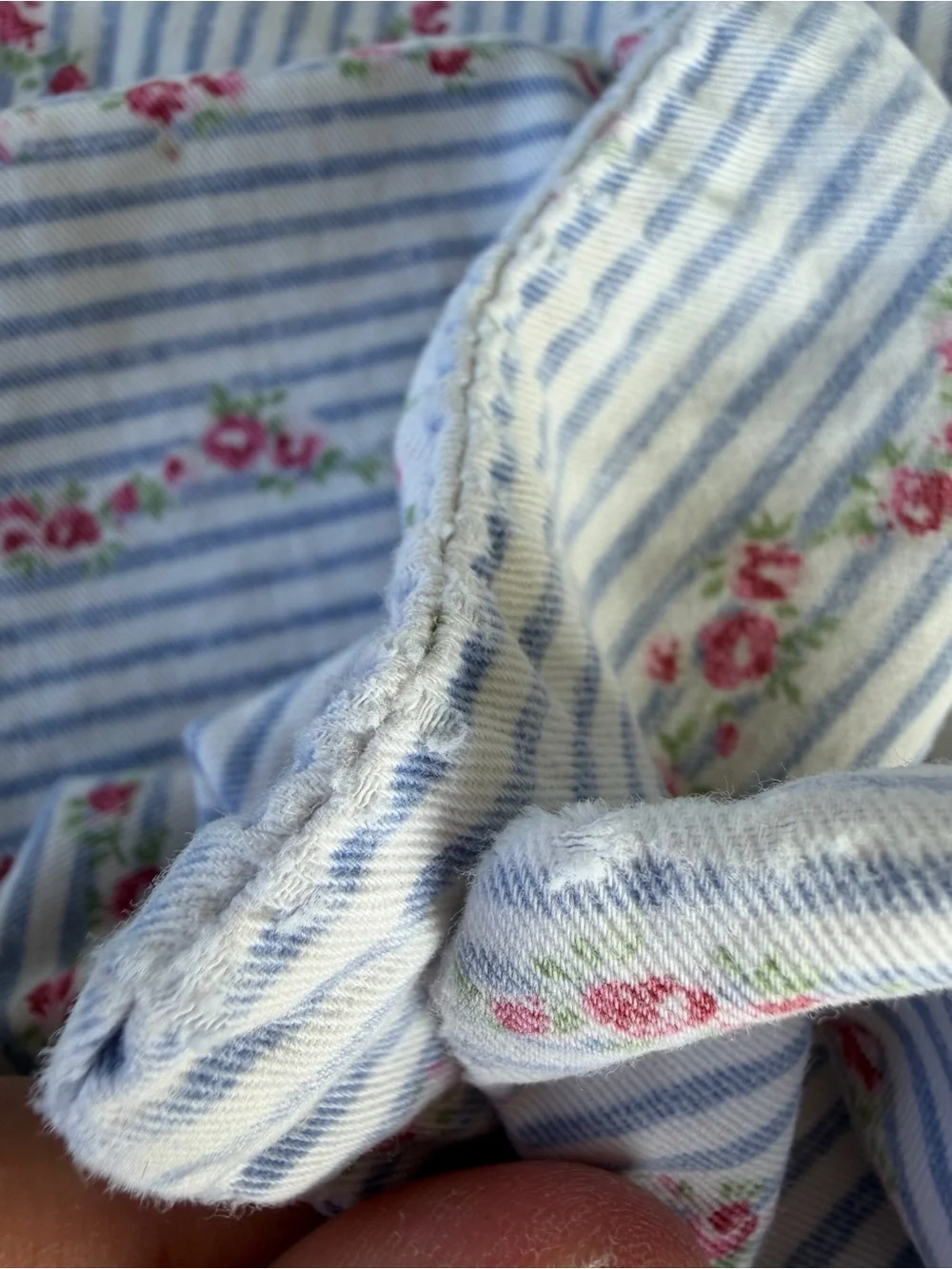 VTG Treasures Rachel Ashwell 3-Piece Sheet Set Ticking Stripe Trailing Rose READ